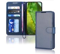 TECHGEAR Étui Portefeuille en Cuir pour Pixel 8a, étui de Protection à Rabat [Blocage RFID], Porte-Cartes, support et dragonne - Cuir PU Bleu avec Fermeture magnétique pour Google Pixel 8a