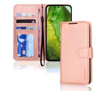 TECHGEAR Étui Portefeuille en Cuir pour Pixel 8a, étui de Protection à Rabat [Blocage RFID] Porte-Cartes, support et dragonne - Cuir PU Or Rose avec Fermeture magnétique pour Google Pixel 8a