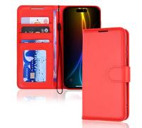 TECHGEAR Étui portefeuille en cuir PU pour iPhone 17 Air avec blocage RFID, porte-cartes et dragonne, fermeture magnétique - Rouge PU Cuir pour iPhone 17 Air 6,9"