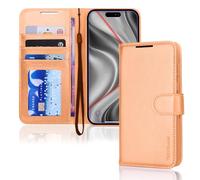 TECHGEAR Étui portefeuille en cuir synthétique avec blocage RFID, porte-cartes et béquille, dragonne, fermeture magnétique - Orange pour iPhone 17 Pro Max 6,9"