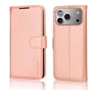 TECHGEAR Étui portefeuille en cuir synthétique avec blocage RFID, porte-cartes et dragonne, fermeture magnétique pour iPhone 17 Pro Max 6,9" Or rose