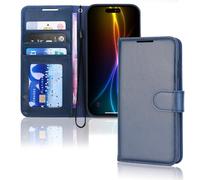 TECHGEAR Étui portefeuille en cuir synthétique pour iPhone 17 Air avec blocage RFID, porte-cartes et dragonne, fermeture magnétique - Bleu PU pour iPhone 17 Air 6,9"