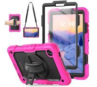 TECHGEAR Étui utilitaire pour Samsung Galaxy Tab A11 8,7" (SM-X133/SM-X135) - Coque robuste et résistante aux chocs, support rotatif à 360°, dragonne et bandoulière amovible - Rose
