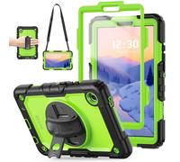 TECHGEAR Étui utilitaire pour Samsung Galaxy Tab A11 8,7" (SM-X133/SM-X135) - Coque robuste et résistante aux chocs, support rotatif à 360°, dragonne et bandoulière amovible - Vert