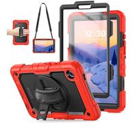 TECHGEAR Étui utilitaire pour Samsung Galaxy Tab A11 8,7" (SM-X133/SM-X135) - Coque robuste et résistante aux chocs, support rotatif à 360°, dragonne et bandoulière amovible - Rouge