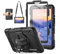 TECHGEAR Étui utilitaire pour Samsung Galaxy Tab A11 8,7" (SM-X133/SM-X135) - Coque robuste et résistante aux chocs, support rotatif à 360°, dragonne et bandoulière amovible - Noir