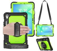 TECHGEAR Étui utilitaire pour Samsung Galaxy Tab S10 Lite, Tab S10 FE 2025 & Tab S9 FE 11,9" - Coque robuste et résistante aux chocs avec porte-stylo, support à 360°, dragonne et bandoulière - Vert