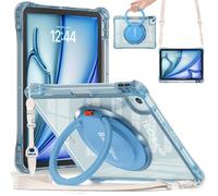 TECHGEAR ExoView Coque pour Apple iPad Air 11 (M3 2025 / M2 2024), Air 4e et 5e génération 10,9 pouces, iPad Pro 11 (2018-2022) Etui transparente, fine et résistante aux chocs, Bague et sangle 360