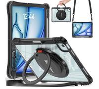 TECHGEAR ExoView Coque pour Apple iPad Air 11 (M3 2025 / M2 2024), Air 4e et 5e génération 10,9 pouces, iPad Pro 11 (2018-2022) Etui transparente, fine et résistante aux chocs, Bague et sangle 360
