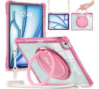 TECHGEAR ExoView Étui pour Apple iPad Air 13 M3/M2 (2025/2024) iPad Pro 12,9 pouces 6e/5e génération - Coque fine et robuste avec support transparent et anneau de préhension à 360°, bandoulière