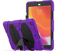 TECHGEAR G-Shock Étui pour iPad 10.2 2021/2020 / 2019 [9ème, 8ème 7ème génération] Coque Rigide, Haute Protection Antichoc avec Support Amovible - Housse pour Enfants Écoles Ouvriers - Violet