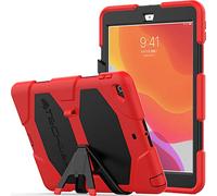 TECHGEAR G-Shock Étui pour iPad 10.2 2021/2020 / 2019 [9ème, 8ème 7ème génération] Coque Rigide, Haute Protection Antichoc avec Support Amovible - Housse pour Enfants Écoles Ouvriers - Rouge
