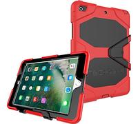 TECHGEAR G-Shock Étui pour iPad 9.7 Pouces (2017/2018) Housse Coque Rigide, Très Haute Protection Anti-Choc avec Support Amovible Compatible pour iPad 9,7 Pouces (5ème et 6ème gén) [Rouge]