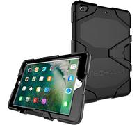 TECHGEAR G-Shock Étui pour iPad 9.7 Pouces (2017/2018) Housse Coque Rigide, Très Haute Protection Anti-Choc avec Support Amovible Compatible pour iPad 9,7 Pouces (5ème et 6ème gén) [Noir]