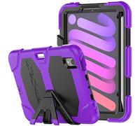 TECHGEAR G-Shock Étui pour iPad Mini 7 / Mini 6 (7ème / 6ème Génération) Coque Rigide, Haute Protection Antichoc avec Support Amovible Coque - Housse pour Enfants Écoles Ouvriers Bâtiments - Violet
