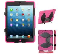 TECHGEAR G-Shock Étui pour iPad Mini/Mini 2 / Mini 3 Housse Coque Rigide, Très Haute Protection Anti-Choc avec Support Amovible Compatible pour iPad iPad Mini/Mini 2 / Mini 3 (Rose)