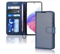 TECHGEAR Galaxy A53 5G Etui Portefeuille en Cuir, Housse de Protection Flip avec Porte-Cartes Portefeuille, Support et Dragonne - Cuir PU Bleu avec Fermeture Magnétique Conçu pour Samsung A53 5G