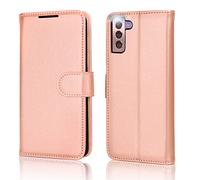 TECHGEAR Galaxy S22 Étui Portefeuille en Cuir, Housse de Protection avec Porte-Cartes, Support et Dragonne - Cuir PU Rose Gold avec Fermeture Magnétique Conçu pour Samsung S22 5G