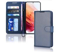 TECHGEAR Galaxy S23 Étui Portefeuille en Cuir, Housse de Protection avec Porte-Cartes, Support et Dragonne - Cuir PU Bleu avec Fermeture Magnétique Conçu pour Samsung S23 5G