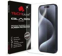 TECHGEAR Glass Edition pour iPhone 15 Pro Max 6,7", protection d'écran en verre trempé [bords arrondis 2,5D] [dureté 9H] [clarté cristalline] [résistant aux rayures] [sans bulles]