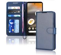 TECHGEAR Google Pixel 6a Etui Portefeuille en Cuir, Housse de Protection Flip avec Porte-Cartes Portefeuille, Support et Dragonne - Cuir PU Bleu avec Fermeture Magnétique Conçu pour Google Pixel 6a