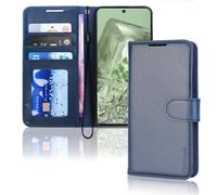 TECHGEAR Google Pixel 8 Etui Portefeuille en Cuir, Housse de Protection Flip avec Porte-Cartes Portefeuille, Support et Dragonne - Cuir PU Bleu avec Fermeture Magnétique Conçu pour Google Pixel 8