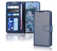 TECHGEAR Google Pixel 8 Pro Etui Portefeuille en Cuir, Housse de Protection Flip avec Porte-Cartes, Support et Dragonne - Cuir PU Bleu avec Fermeture Magnétique Conçu pour Google Pixel 8 Pro