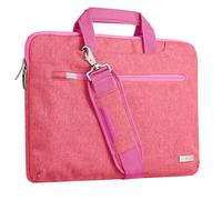 TECHGEAR Housse Urban Dash pour PC Portables 14" - 14.6" - Sacoche Multi-Fonctionnelle avec Bandoulière, Sangle Attache Bagage et Poignées Suppressibles, Housse Organisatrice avec Poches [Rose]