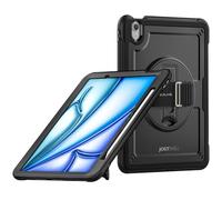 TECHGEAR JOLT-SHELL Coque pour Apple iPad Air 11 (M3 2025 / M2 2024) coque fine, robuste et résistante aux chocs avec support rotatif à 360° et dragonne - Noir