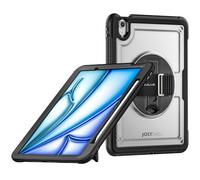 TECHGEAR JOLT-Shell Coque pour Apple iPad Air 11 (M3 2025 / M2 2024) Coque Fine, Robuste et résistante aux Chocs avec Support Rotatif à 360° et dragonne - Transparent