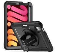 TECHGEAR JOLT-Shell Coque pour Apple iPad Mini 7 / Mini 6 8,3 Pouces [7e/6e génération] Coque résistante aux Chocs avec Support Rotatif à 360 et dragonne - Noir