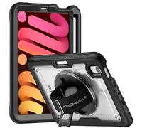 TECHGEAR JOLT-Shell Coque pour Apple iPad Mini 7 / Mini 6 8,3 Pouces [7e/6e génération] Coque résistante aux Chocs avec Support Rotatif à 360 et dragonne - Transparent