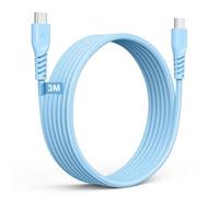 TECHGEAR Long 3m Câble USB C vers USB C 60 W, Câble tressé de Type C vers C Charge Rapide Compatible avec iPhone 15, iPad Pro, MacBook, Samsung S24/S23/A14/A15/A25/A35/A34/A55/A54/A05s/A04s, etc