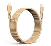 TECHGEAR Long 3m Câble USB C vers USB C 60 W, Câble tressé de Type C vers C Charge Rapide Compatible avec iPhone 15, iPad Pro, MacBook, Samsung S24/S23/A14/A15/A25/A35/A34/A55/A54/A05s/A04s, etc