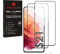 TECHGEAR Lot de 2 Film de Protection Téléphone Portable, Protections d'Écran en Verre Trempé pour Samsung Galaxy S21/S21 5G, Colle Complète, Transparence HD, Résistant aux Rayures, Couverture Maximale