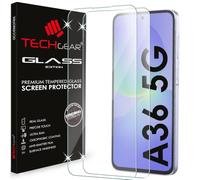 TECHGEAR Lot de 2 films de protection d'écran en verre trempé compatibles avec Samsung Galaxy A36 5G / A36 4G, dureté 9H, clarté cristalline, résistant aux rayures, sans bulles