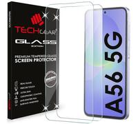 TECHGEAR Lot de 2 films de protection d'écran en verre trempé compatibles avec Samsung Galaxy A56 5G / A56 4G, dureté 9H, clarté cristalline, résistant aux rayures, sans bulles
