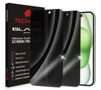 TECHGEAR [Lot de 2 protecteurs d'écran anti-espion pour iPhone 16/iPhone 15 - Filtre de confidentialité en verre trempé véritable édition 3D - Protection complète de l'écran pour iPhone 15 et iPhone