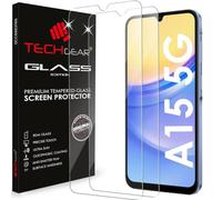 TECHGEAR Lot de 2 protections d'écran en verre pour Samsung Galaxy A15 5G / A15 - Bords arrondis 2,5D - Dureté 9H - Clarté cristal - Résistant aux rayures - Sans bulles
