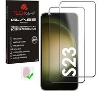 TECHGEAR Lot de 2 protections d'écran en verre trempé de qualité supérieure compatibles avec Samsung Galaxy S23/S23 5G, protection d'écran en verre trempé [Finger ID] [Colle complète] [Clarté HD]