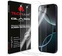 TECHGEAR [Lot de 2 protections d'écran en verre trempé pour iPhone 16 Pro 6,3", bords arrondis 2,5D, dureté 9H, clarté cristalline, résistant aux rayures, sans bulles]