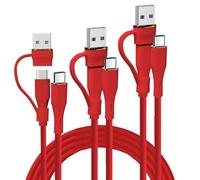 TECHGEAR Lot de 3 câbles de charge 2 en 1 100 W USB A/C vers USB C en silicone souple, charge rapide, 5 A, sans nœuds, compatible avec MacBook Pro/Air, iPad Air/Pro 2024, iPhone 16, S25, PS5, Switch