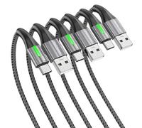 TECHGEAR Lot de 3 câbles de charge USB C 60 W, 0,3 + 1 + 2 m, câble USB A vers USB C 3 A, charge rapide, câble de chargeur de téléphone tressé de type C pour iPad 2024, iPhone 16/15 Pro, S25 S24 Ultra