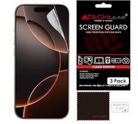 TECHGEAR [Lot de 3 protecteurs d'écran pour iPhone 16 Pro - Protection d'écran LCD transparente avec chiffon de nettoyage et carte d'application - Compatible avec iPhone 16 Pro 6,3"