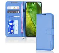TECHGEAR Pixel 8a Étui portefeuille en cuir, étui de protection à rabat [blocage RFID] porte-cartes, support et dragonne, cuir PU bleu baie avec fermeture magnétique pour Google Pixel 8a
