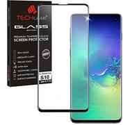 TECHGEAR Protection d'écran 3D en verre trempé pour Samsung Galaxy S10 [compatible avec les empreintes digitales] Noir (pas pour S10+, S10e)