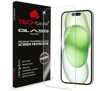 TECHGEAR Protection d'écran en verre trempé pour iPhone 16/iPhone 15 6,1" - Bords arrondis 2,5D - Dureté 9H - Clarté cristalline - Résistant aux rayures - Sans bulles