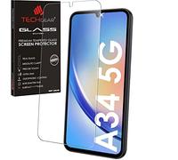TECHGEAR Protection Écran en Verre Trempé Compatible avec Samsung Galaxy A34 5G, Protecteur d'Écran Original en Verre Trempé [2.5D Bord Arrondi] [9H] [Clair Crystal] [Anti Rayures] [sans Bulles]