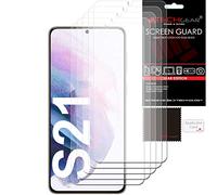 TECHGEAR Protections d'écran [Pack de 5] Compatible avec Samsung Galaxy S21 / S21 5G, Clair LCD Housse de Protection d'écran