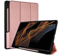 TECHGEAR Smart Case pour Samsung Galaxy Tab S9 Ultra 14,6" 2023 (SM-X910 / SM-X916) Étui Fin en Cuir PU avec Protection des Coins [réveil/Veille Automatique] Support en TPU Souple - Or Rose